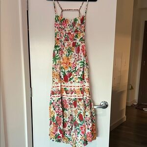 Farm Rio Strappy Open Back Floral Maxi Dress, Size L